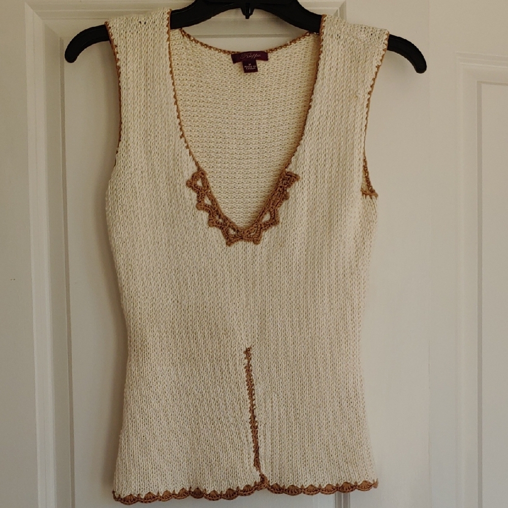 Filippa Cream And Tan Knit Tank Top